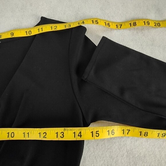 Ann Taylor Loft Women's Black Faux Wrap Surplice Neckline Midi Dress Size 0P - Picture 9 of 13